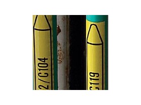 Стрелка для маркировки трубопровода Brady, черный на желтом, «carbone dioxide», 26x200 мм, b-7520, 10 шт