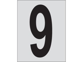 Цифра 9 Brady, черный на серебряном,белом, 25 шт, 25x38 мм, b-946, Винил, 25 шт.