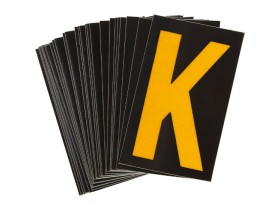 Буква K Brady, желтый на черном, 25 шт, 25x38 мм, b-946, Винил, 25 шт.
