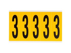 Цифра 3 Brady, черный на желтом, 5 шт, 44x127 мм, 25 шт.