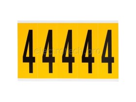 Цифра 4 Brady, черный на желтом, 5 шт, 44x127 мм, 25 шт.