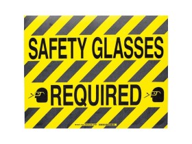 Табличка напольная safety glasses required Brady наполная самоклеющаяся с надписью,материал в-534,цвет размер 355,6 мм, черный на желтом