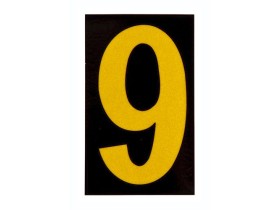 Цифра 9 светоотражающая Brady, желтый на черном, 42x72 мм, b-946, Винил, 25 шт.