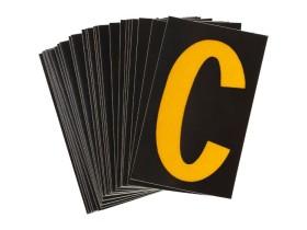 Буква C светоотражающая Brady, желтый на черном, 42x72 мм, b-946, Винил, 25 шт.