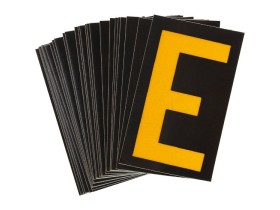 Буква E светоотражающая Brady, желтый на черном, 42x72 мм, b-946, Винил, 25 шт.