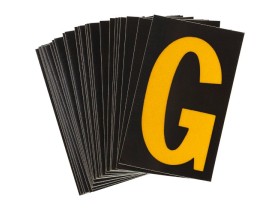 Буква G светоотражающая Brady, желтый на черном, 42x72 мм, b-946, Винил, 25 шт.