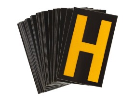 Буква H светоотражающая Brady, желтый на черном, 42x72 мм, b-946, Винил, 25 шт.