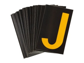Буква J светоотражающая Brady, желтый на черном, 42x72 мм, b-946, Винил, 25 шт.