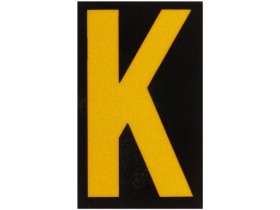 Буква K светоотражающая Brady, желтый на черном, 42x72 мм, b-946, Винил, 25 шт.