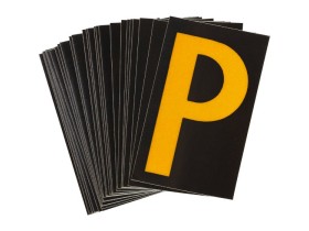 Буква P светоотражающая Brady, желтый на черном, 42x72 мм, b-946, Винил, 25 шт.