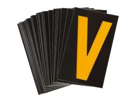 Буква V светоотражающая Brady, желтый на черном, 42x72 мм, b-946, Винил, 25 шт.