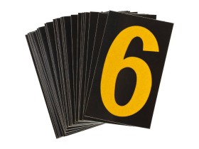 Цифра 6 Brady, желтый на черном, 38 шт, 35x48 мм, b-946, Винил, 25 шт.