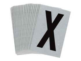 Буква X Brady, черный на серебряном,белом, 6 шт, 38x89 мм, b-946, Винил, 25 шт.