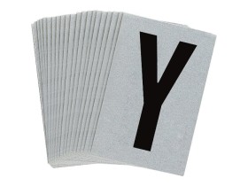Буква Y Brady, черный на серебряном,белом, 6 шт, 38x89 мм, b-946, Винил, 25 шт.