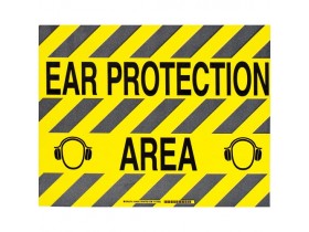 Табличка напольная ear protection area Brady наполная самоклеющаяся с надписью,материал в-534,цвет размер 355,6 мм, черный на желтом