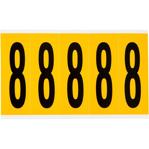Цифра 8 Brady, черный на желтом, 5 шт, 44x127 мм, 25 шт.