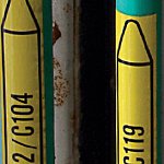 Стрелка для маркировки трубопровода Brady, черный на желтом, «carbone dioxide», 100x33000 мм, b-7520, 220 шт, Рулон, 13 мм